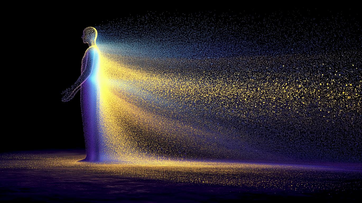 Künstlerische Darstellung einer Nahtoderfahrung mit Tunnelblick und körperloser Perspektive