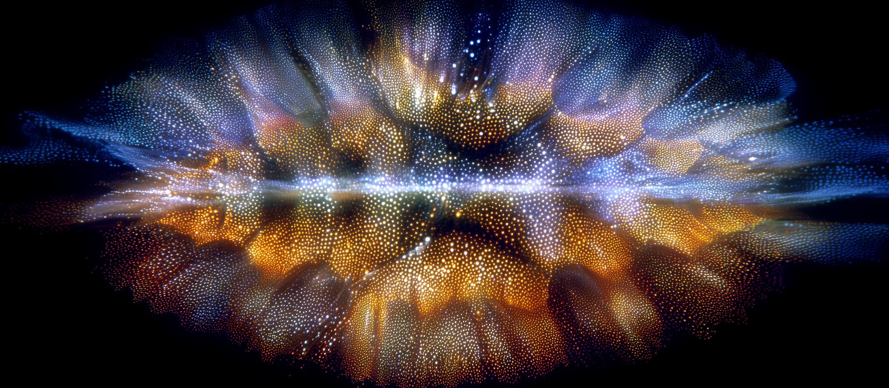 Zellartige Strukturen in astralen Höhlenwänden, symmetrische Formen